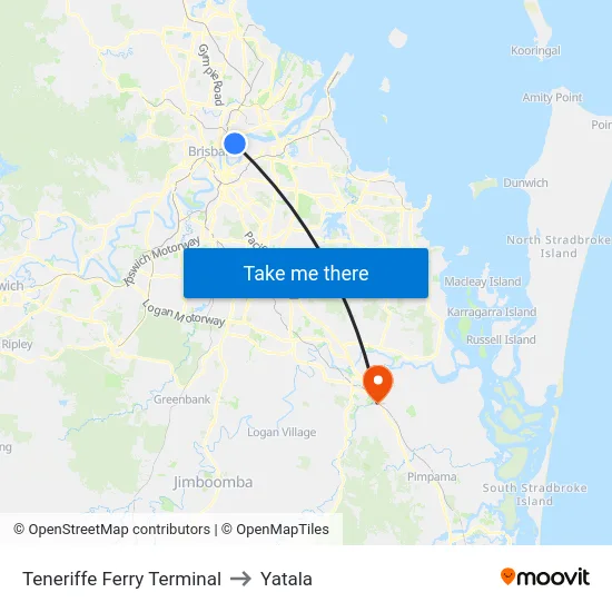 Teneriffe Ferry Terminal to Yatala map