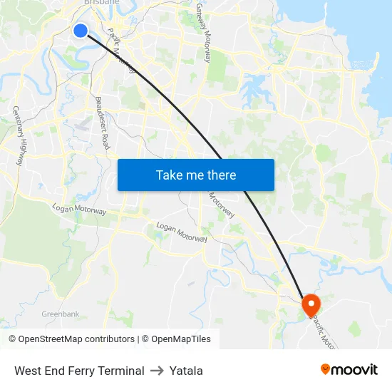 West End Ferry Terminal to Yatala map