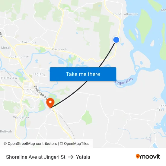 Shoreline Ave at Jingeri St to Yatala map