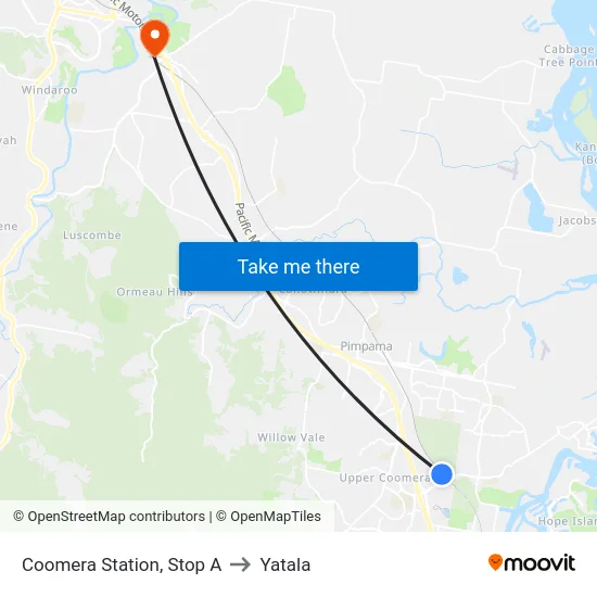 Coomera Station, Stop A to Yatala map