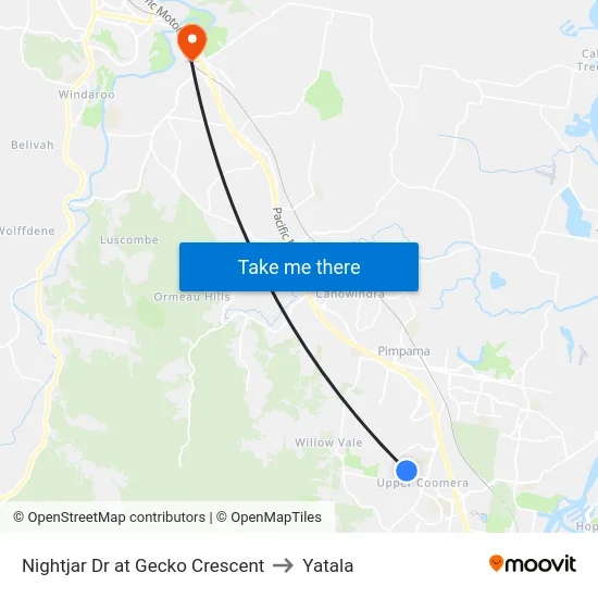 Nightjar Dr at Gecko Crescent to Yatala map