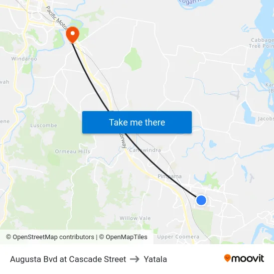 Augusta Bvd at Cascade Street to Yatala map