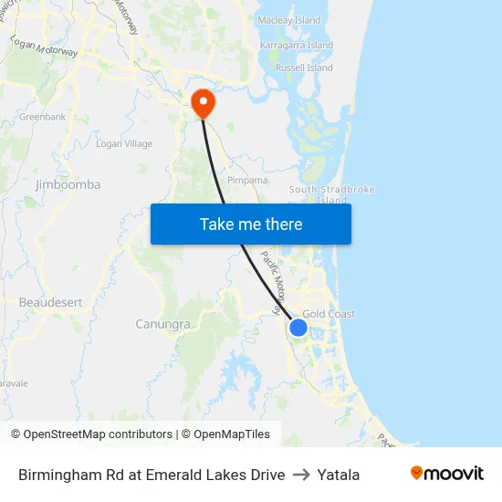 Birmingham Rd at Emerald Lakes Drive to Yatala map