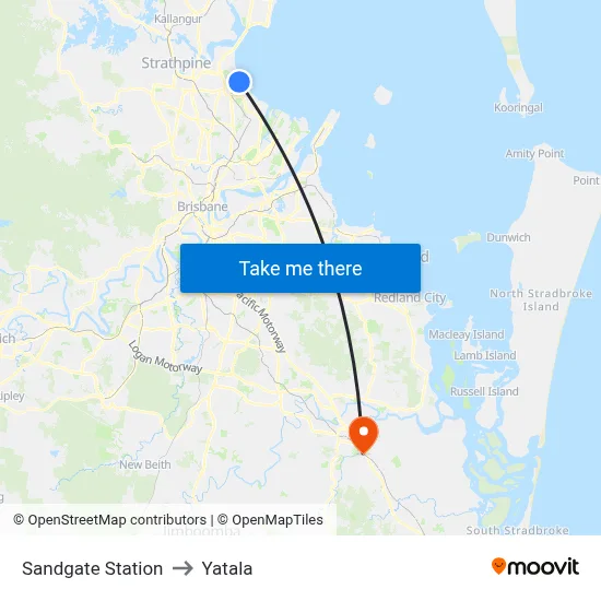 Sandgate Station to Yatala map