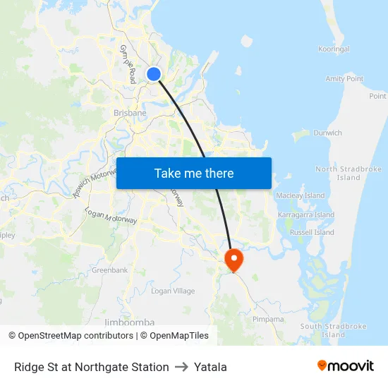 Ridge St at Northgate Station to Yatala map