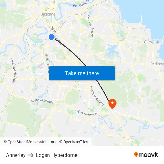 Annerley to Logan Hyperdome map