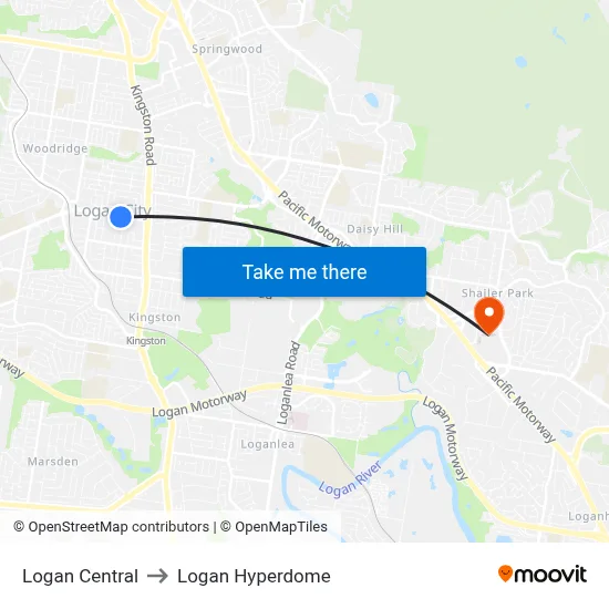Logan Central to Logan Hyperdome map
