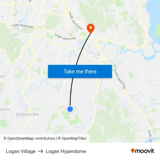 Logan Village to Logan Hyperdome map