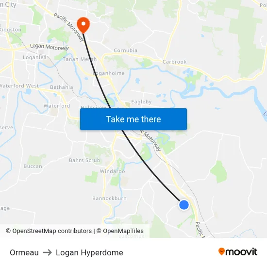 Ormeau to Logan Hyperdome map