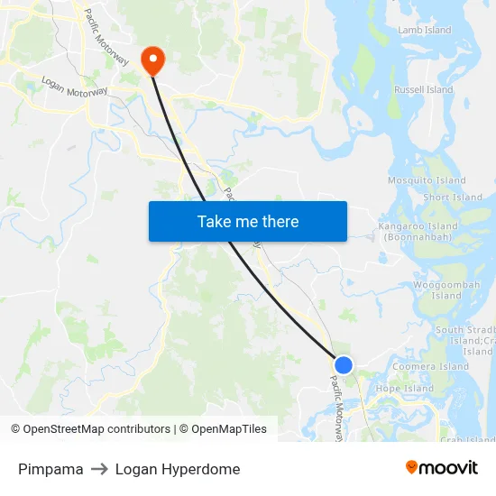 Pimpama to Logan Hyperdome map