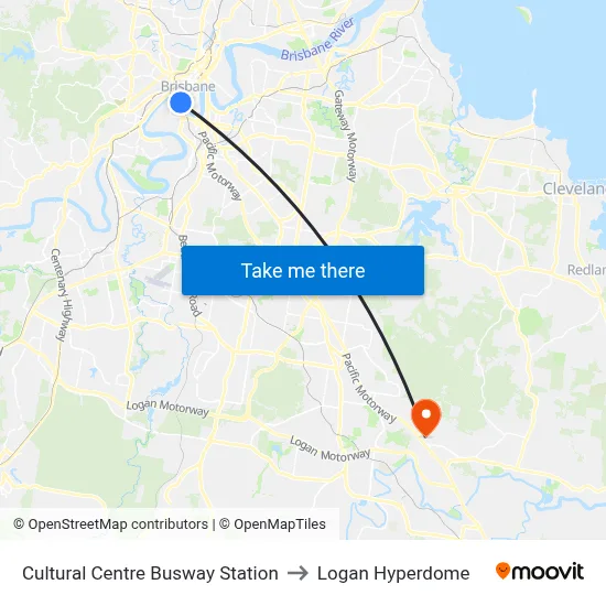 Cultural Centre Busway Station to Logan Hyperdome map