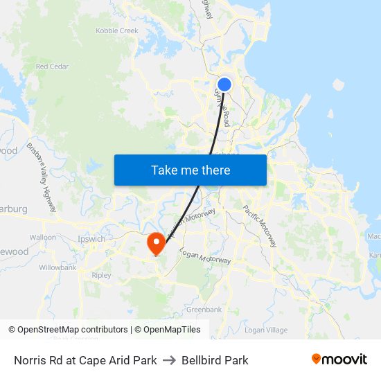 Norris Rd at Cape Arid Park to Bellbird Park map