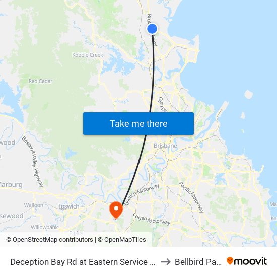 Deception Bay Rd at Eastern Service Rd to Bellbird Park map