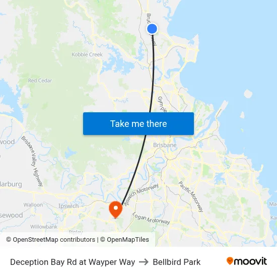 Deception Bay Rd at Wayper Way to Bellbird Park map