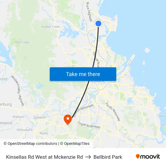 Kinsellas Rd West at Mckenzie Rd to Bellbird Park map