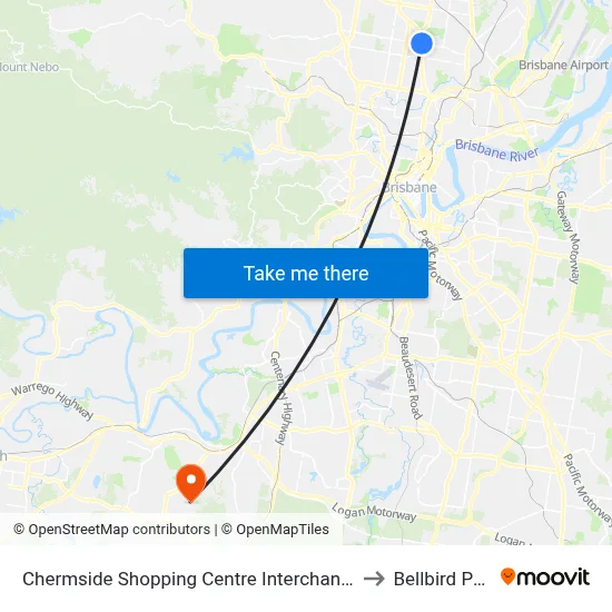 Chermside Shopping Centre Interchange H to Bellbird Park map