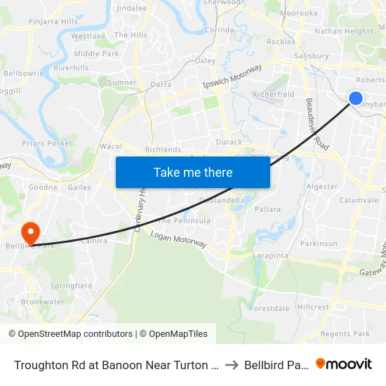 Troughton Rd at Banoon Near Turton St to Bellbird Park map