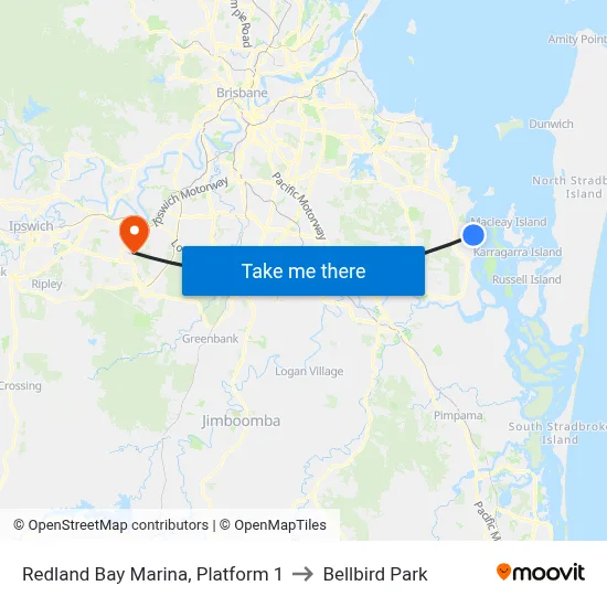 Redland Bay Marina, Platform 1 to Bellbird Park map