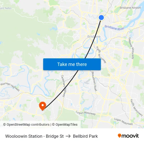 Wooloowin Station - Bridge St to Bellbird Park map