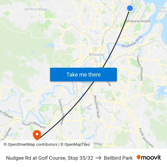 Nudgee Rd at Golf Course, Stop 35/32 to Bellbird Park map