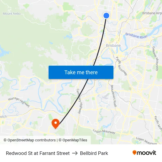 Redwood St at Farrant Street to Bellbird Park map