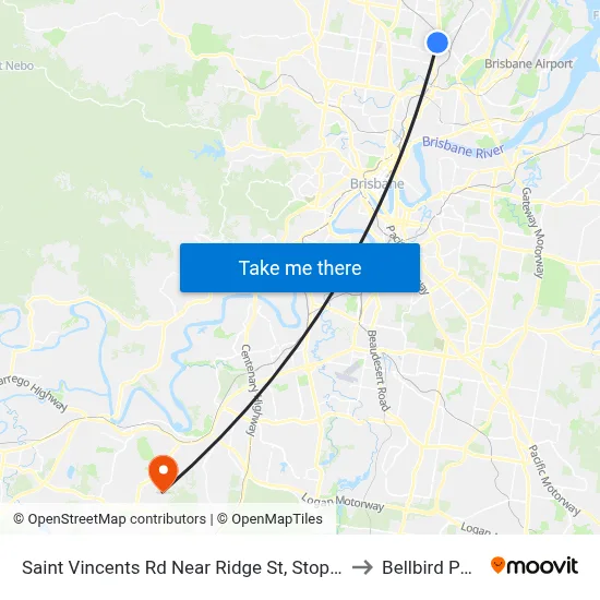 Saint Vincents Rd Near Ridge St, Stop 19 to Bellbird Park map