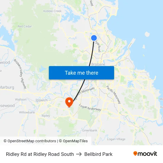 Ridley Rd at Ridley Road South to Bellbird Park map