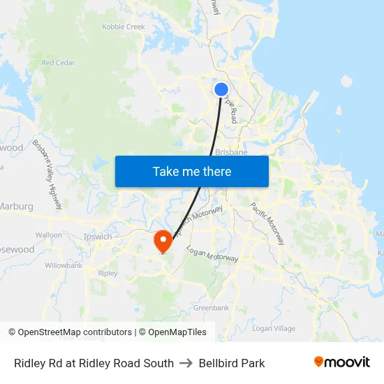 Ridley Rd at Ridley Road South to Bellbird Park map