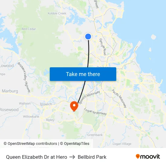 Queen Elizabeth Dr at Hero to Bellbird Park map