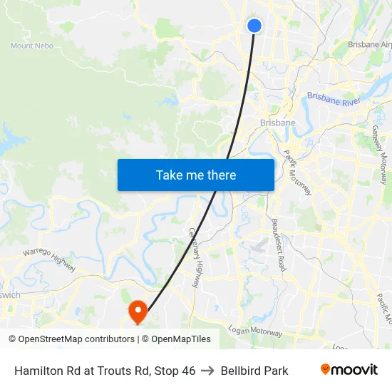Hamilton Rd at Trouts Rd, Stop 46 to Bellbird Park map