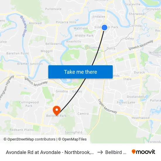 Avondale Rd at Avondale - Northbrook, Stop 60 to Bellbird Park map