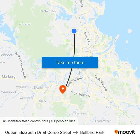 Queen Elizabeth Dr at Corso Street to Bellbird Park map