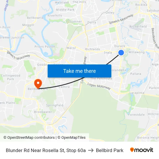 Blunder Rd Near Rosella St, Stop 60a to Bellbird Park map