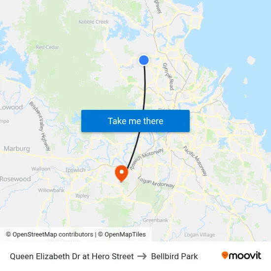 Queen Elizabeth Dr at Hero Street to Bellbird Park map