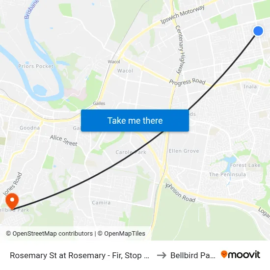Rosemary St at Rosemary - Fir, Stop 73 to Bellbird Park map