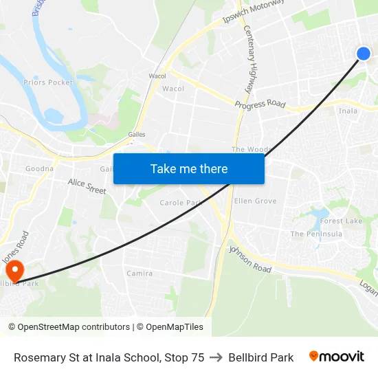 Rosemary St at Inala School, Stop 75 to Bellbird Park map