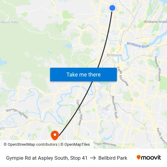 Gympie Rd at Aspley South, Stop 41 to Bellbird Park map
