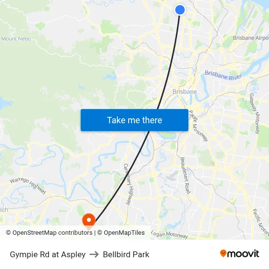 Gympie Rd at Aspley to Bellbird Park map
