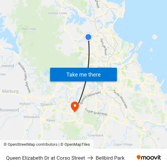 Queen Elizabeth Dr at Corso Street to Bellbird Park map