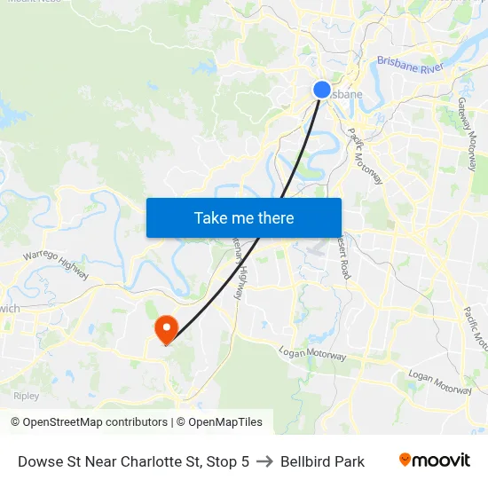Dowse St Near Charlotte St, Stop 5 to Bellbird Park map