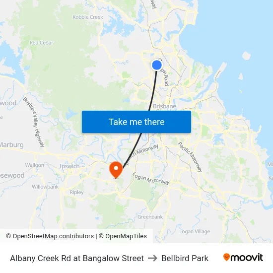 Albany Creek Rd at Bangalow Street to Bellbird Park map