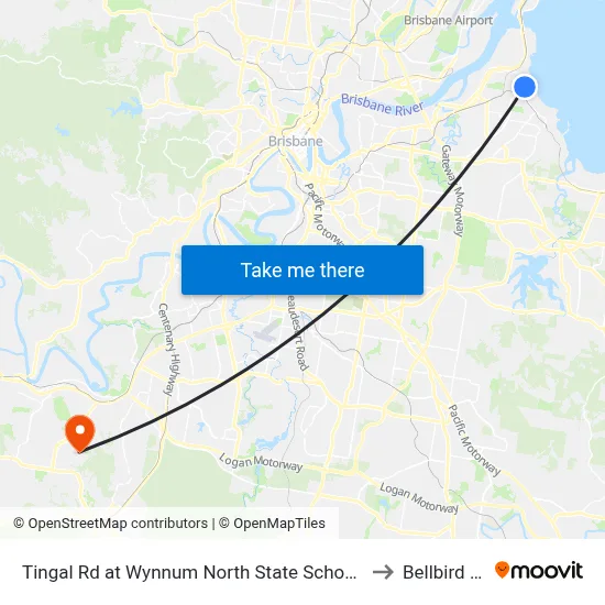 Tingal Rd at Wynnum North State School, Stop 10/5 to Bellbird Park map