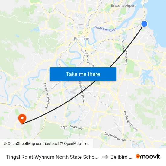 Tingal Rd at Wynnum North State School, Stop 10/5 to Bellbird Park map