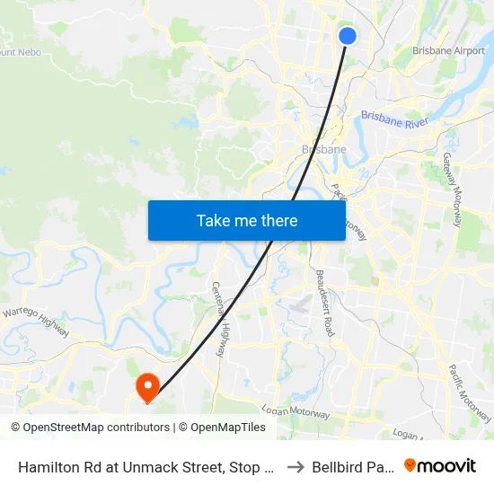 Hamilton Rd at Unmack Street, Stop 50 to Bellbird Park map