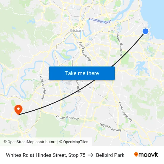 Whites Rd at Hindes Street, Stop 75 to Bellbird Park map