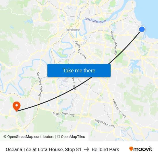 Oceana Tce at Lota House, Stop 81 to Bellbird Park map