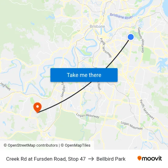 Creek Rd at Fursden Road, Stop 47 to Bellbird Park map