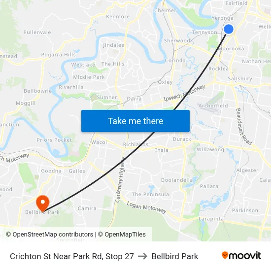 Crichton St Near Park Rd, Stop 27 to Bellbird Park map
