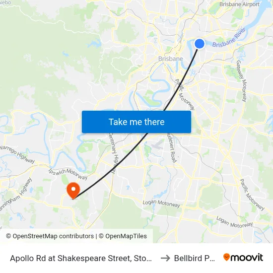 Apollo Rd at Shakespeare Street, Stop 39 to Bellbird Park map