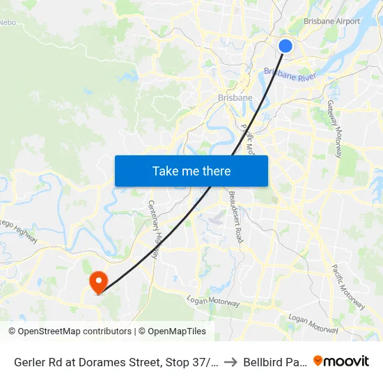 Gerler Rd at Dorames Street, Stop 37/36 to Bellbird Park map